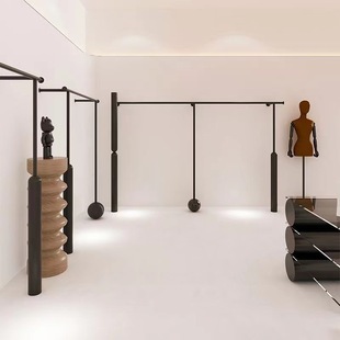 Clothing Store Display Rack Simple Women's Clothing Store Black Bold Wall Floor Clothes Display Shelf Iron Clothes Hanger