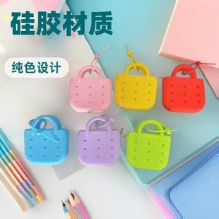 Portable Silicone Coin Purse Beach Bag Cute Small Clear Lightweight Compact New Cartoon DIY Hole Storage Bag