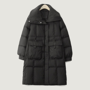 2023 New White Duck Down Jacket Women's stitching curly mid-length all-matching coat