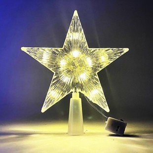 led luminous star lights christmas tree top lights five-pointed star lights battery box room decoration cross-border christmas tree lights