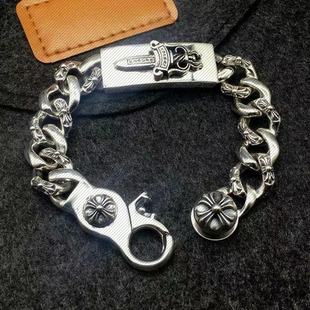 Fog Lin Punk Sword Bracelet Thick Classic Aggressive Langrisser Cross Hand Bracelet Men's Silver