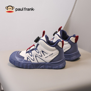 Big mouth monkey children's shoes children's sneaker 2024 winter new mountaineering men's and women's college students fleece-lined button shoes