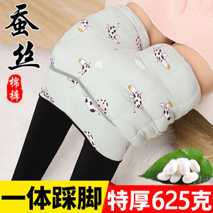 Silk Cotton Pants Women's Winter Outer Wear fleece-lined Thickened Leggings High Waist plus size Northeast Extra Thick Warm One-piece Pants