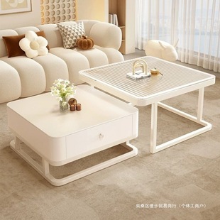 Light Luxury Coffee Table Living Room 2024 New Home Modern Simple Small Apartment Square Slate Coffee Table Tv Cabinet Combination