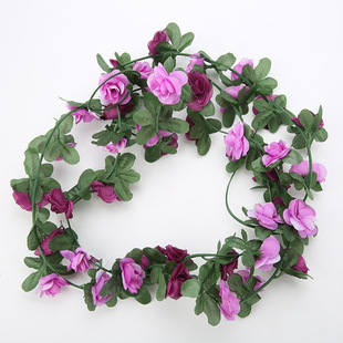 Amazon Cross-border Simulation Rose Rattan Wedding Decoration Fake Flower Rattan Artificial Flower Living Room Decoration Plant Flower Vine