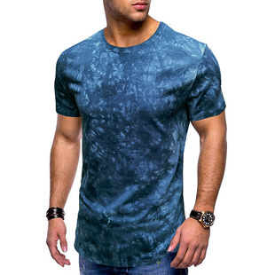 Men's T-shirt 2022 European and American men's hip hop tie-dye short sleeve foreign trade clothing men's summer round neck T-shirt wholesale
