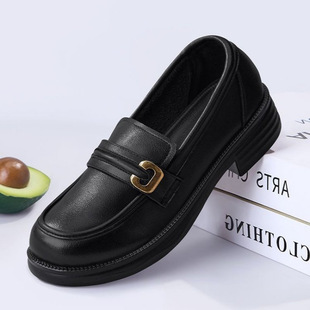 Work Shoes Women's 2024 New Black Old Beijing Cloth Shoes Professional Work Thick Sole Comfortable Lefu Non-Slip Leather Shoes