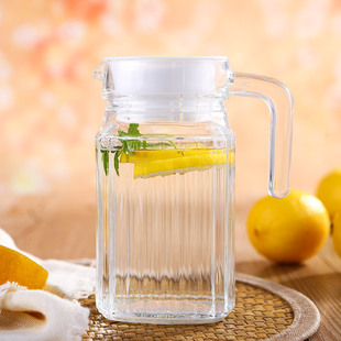 Heat Resistant Glass Cold Water Kettle Cold Water Kettle Large Capacity Duckbill Pot Tea Pot Bar Restaurant Juice Striped Pot Tie Pot