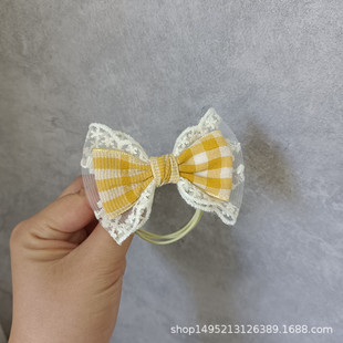 Children's little girl beautiful lace hair accessories fabric plaid bow duckbill side clip top clip spring clip rubber band