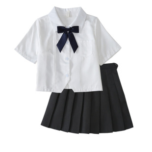 Japanese Style Small suit Women's Uniform Short Shirt High Waist Short Sleeve College Style Graduation Class Dress Full Set Pleated Skirt