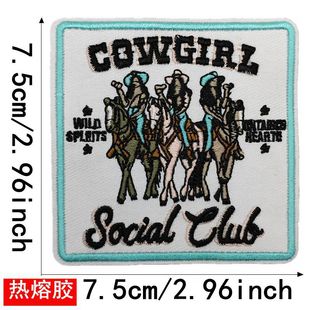 Jianxing in stock Cross-border Western Denim Embroidery Cloth Sticker Computer Embroidery Label Clothes Bag Hat Decoration Patch