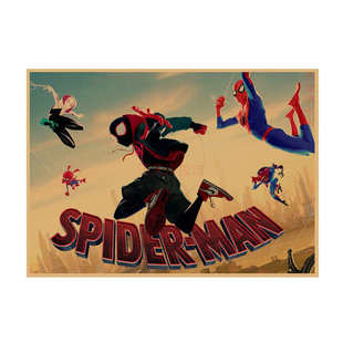 Spider-Man Parallel Universe Anime Poster Superhero Dormitory Internet Cafe Retro Kraft Paper Decorative Wall Painting 555