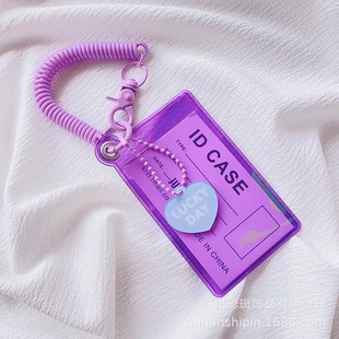 PVC new fluorescent card bag ins niche female small thin student meal card certificate work bus card cover tide