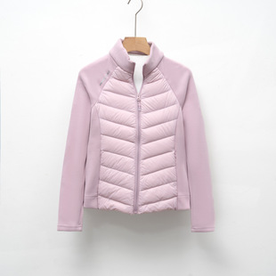 Pinghu Down Jacket New GB 90 Velvet Lightweight Vertical Collar Women's Yoga Stitching Solid Color Slim All-match Sports Style