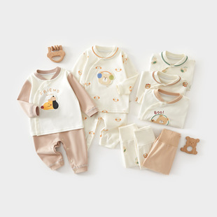 25 spring baby clothes split autumn clothes suit close-fitting baby boys and girls spring bottoming pure cotton class a suit