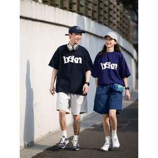 Heavy Cotton Simple Printing Short-sleeved Loose Solid Color T-shirt Men's and Women's Trendy Top Fashion T-shirt Couple's Trendy