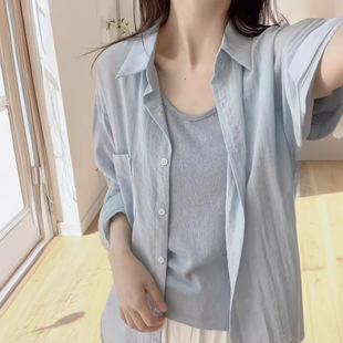Summer Thin Sunscreen Shirt Women's Korean-style Explosions All-match Loose Lazy Style Casual Shirt Coat Long-sleeved Top