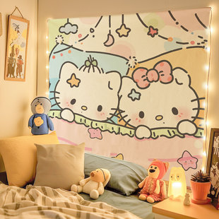 Sanrio melody bedroom wall cloth helloKitty rental house decoration warm romantic background wall hanging cloth