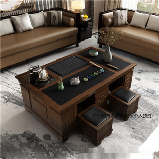 Modern Rock Board Kung Fu Solid Wood Coffee Table Tea Set Integrated Living Room Fire Stone Coffee Table Home Office Tea Table