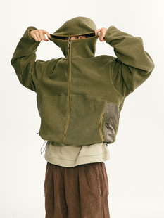 Outdoor polar fleece coat 340g cardigan hooded knitted shuttle spell outdoor mountaineering fleece coat lovers coat