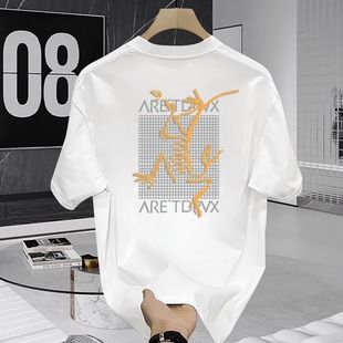 Foreign trade cross-border explosions manufacturers wholesale short sleeve T-shirt men's fashion brand new summer shoulder slim half sleeve cotton top