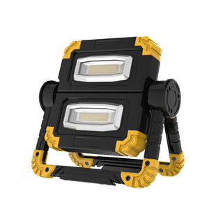Cross-border wholesale USB rechargeable work light folding rotating outdoor portable portable double head COB anti-fall floodlight