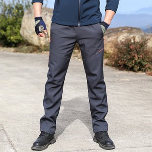 Outdoor Sports Elasticated Waist Soft Shell Pants Men's Charge Pants Men's Trousers Fleece Mountaineering Pants Windproof Warm Breathable