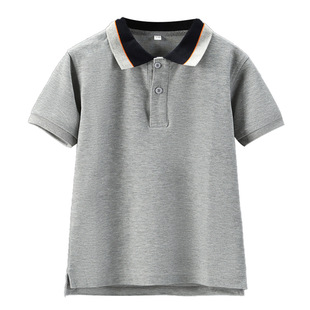 Boys and Girls short-sleeved polo shirt primary and secondary school students British preppy style school uniform half-sleeved solid color middle and big children lapel T-shirt
