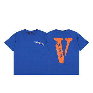 Внешний одиночный бренд VLONE FOG прилив большой V-образный логотип эскиз вишневого цвета с короткими рукавами вышитая губная печать граффити футболка