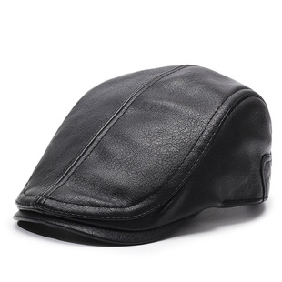 Autumn and Winter Korean Style Warm Men's Hat Retro Japanese Style Cap Imitation Leather Cotton Outdoor Travel Forward Cap for Middle-aged and Elderly