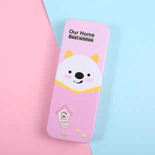 Cartoon tinplate stationery box cute animal double large capacity pencil case student learning supplies manufacturers wholesale
