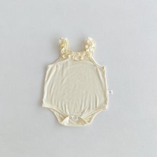 Baby's Summer New Clothes Baby Girl's Sweet Vest Cute Ear-framed Sling Solid Color Hare Clothes Thin Thread Climbing Clothes