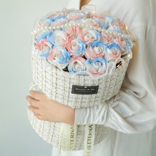 June 1 Children's Day Gift Bouquet Ice Blue Rose Soap Flower Holding Flower Student Adult Ceremony High School Entrance Examination Graduation