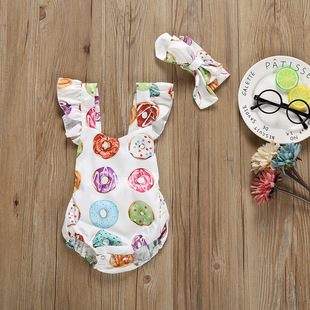 ins cross-border sling donut one-piece triangle romper scarf two-piece children's clothing foreign trade wholesale one-piece delivery
