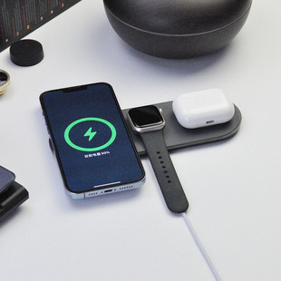 Двустороннее Беспроводное зарядное устройство для телефонов Apple Android с функцией беспроводной гарнитуры Watch универсальное три-в-одном
