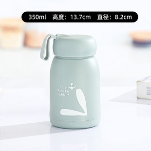 Wholesale Glass Cute MengMeng Rabbit Water Cup Opening Promotional Gift Cup Double Layer Heat Insulated Handhold Cup Printed logo