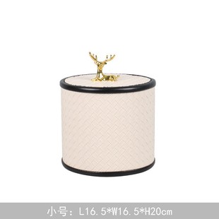 New Chinese Round Leather Storage Box Model House Sales Office Cloakroom Deer Head Metal Desktop Storage Box Customization