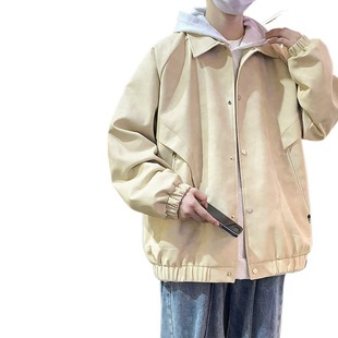 Autumn New plus size Tooling PU Leather Jacket Men's Plus Fat Plus Plus Plus Leather Jacket Men's Lapel Locomotive Fat Clothes