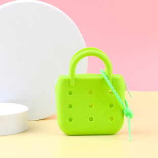 Children's cartoon silicone hole diy coin purse silicone bag small wallet earphone bag pendant bag mini neck bag