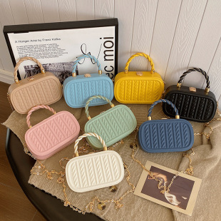 Korean style new hemp pattern box bag texture shaping women's messenger shoulder handbag