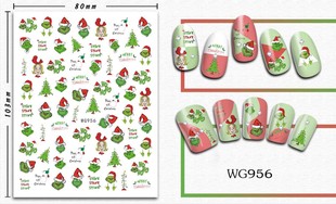 Mickey Christmas Nail Art Stickers Cross-border E-commerce Mickey Green Christmas Nail Art Stickers WG951-960