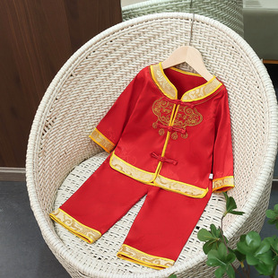 Children's Tang Suit Full Moon Weekly Suit Summer Boys' suit Short-sleeved Tang Suit Chinese Style Baby Clothes