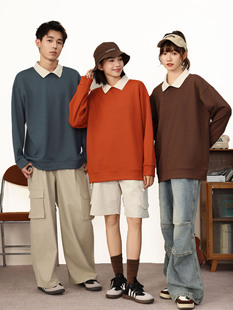 Spring and Autumn Collar Turtleneck Sweater Couples Men's and Women's Fashionable Loose Custom Class Clothes Work Clothes Printed Logo Culture Shirt