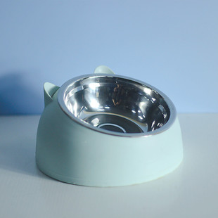 Cat Bowl Double Bowl Popular Pet Food Bowl Dog Bowl Cervical Spine Protection Cat Bowl Cat Supplies Slanted Mouth Stainless Steel