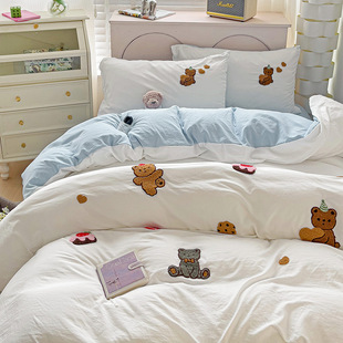✣ Class a Ins Bedding Pure Cotton Four-Piece Quilt Cover Quilt Cover Bed Bed Sheets Single Student Dormitory Three-Piece Set