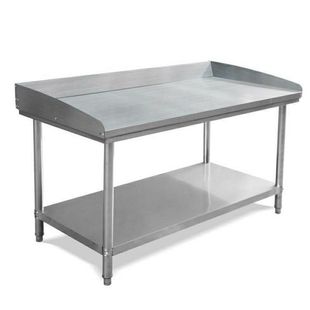 Kitchen Stainless Steel Encircled Worktable Double-layer Back Kitchen Cutting Table Splash Chopping Board Operating Table Rack Milk Tea Shop