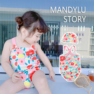 Ins Baby Swimwear Baby Girl's 2024 New Girls' Swimwear Western Style Cute Children's Female Professional Training