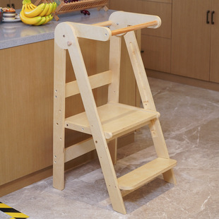 Baby's Montessori Learning Tower Drop-resistant Hand-washing Foldable Footstool Dining Table Seat Stool Children's Washing Foot Stool