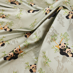 Xiangyun Yarn Heavy Mountain Jacquard Fabric Hanfu Cheongsam Vest Coat Fabric Guofeng Panda Bamboo Jacquard Fabric