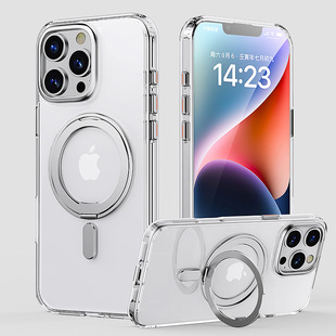 Применимо iphone16Pro точка опоры чехол для телефона прозрачный вращающийся MagSafe магнитный кронштейн для Apple 16 защитный чехол